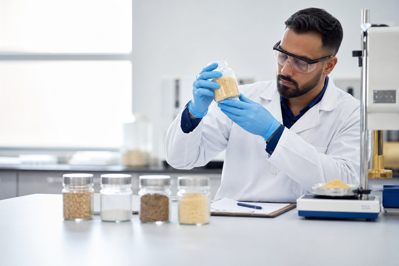 Specialist checking a raw material sample